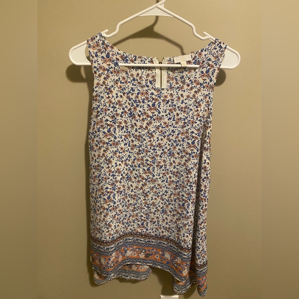 Floral Tank Top with Zipper Back